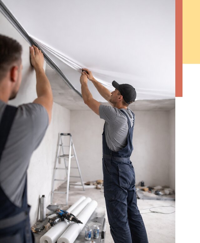 Монтаж матового натяжного потолка в Кизилюрте от 4647 руб./м² — быстро и недорого | ОТДЕЛОЧНИК-Кзт