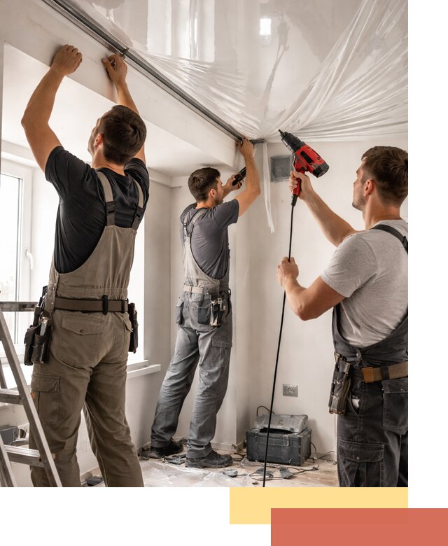 Монтаж глянцевого натяжного потолка в Кизилюрте быстро и качественно