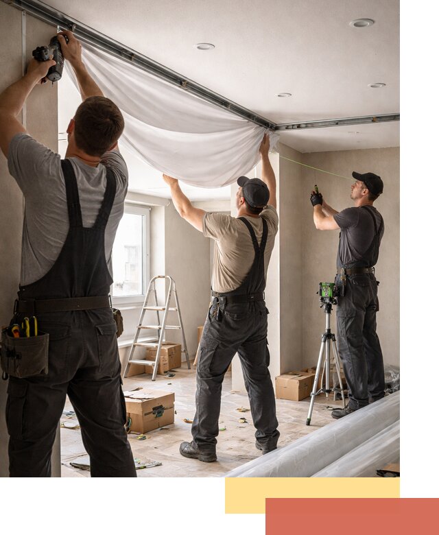 Монтаж парящего натяжного потолка под ключ в Кизилюрте