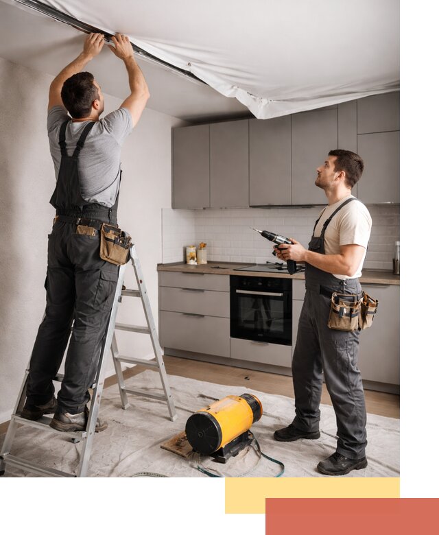 Монтаж натяжного потолка на кухне в Кизилюрте