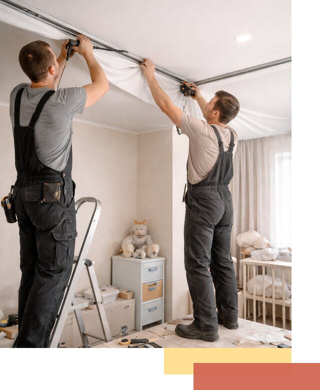 Монтаж натяжного потолка в детской комнате в Кизилюрте