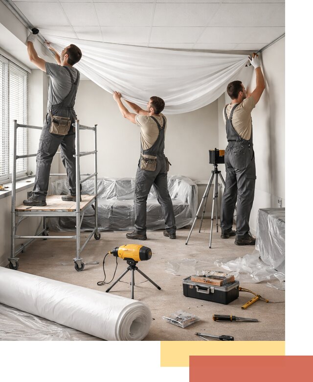 Монтаж натяжного потолка в офисе в Кизилюрте