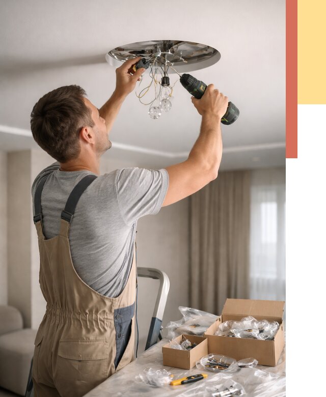 Установка люстры в натяжной потолок в Кизилюрте от 1239 руб. | Быстро и недорого — ОТДЕЛОЧНИК-Кзт