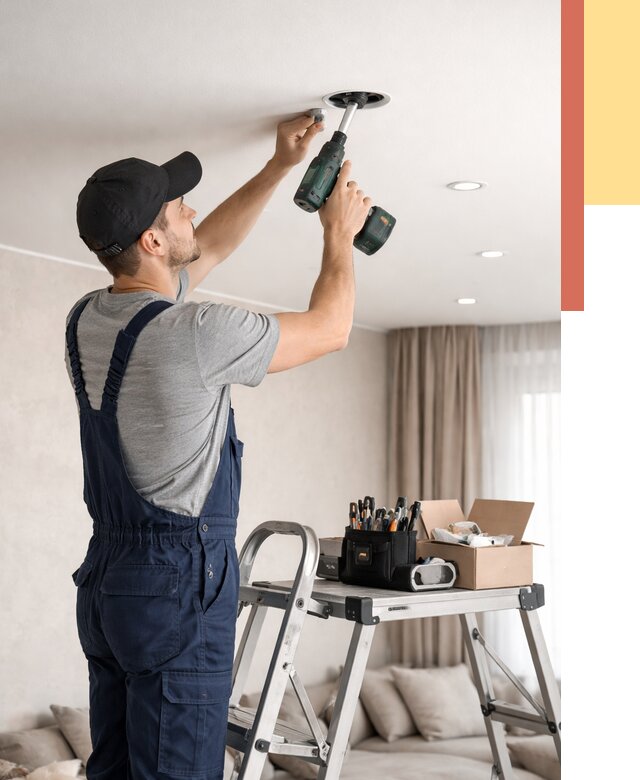 Установка и монтаж точечных светильников в натяжной потолок в Кизилюрте от 1859 руб. | ОТДЕЛОЧНИК-Кзт