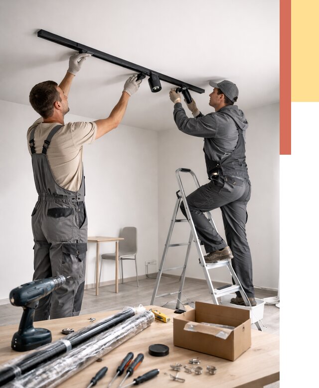 Установка трековых светильников в натяжной потолок в Кизилюрте от 4337 руб. | ОТДЕЛОЧНИК-Кзт