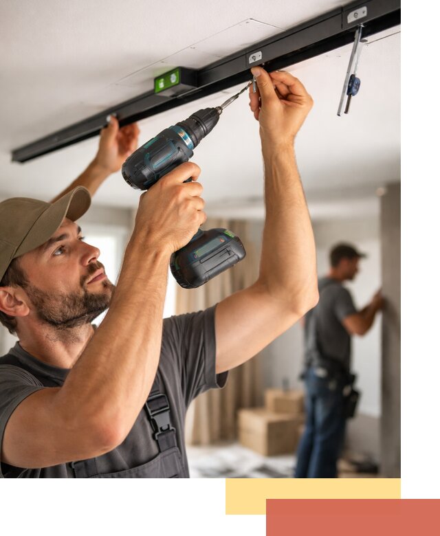 Установка трековых светильников в натяжной потолок в Кизилюрте