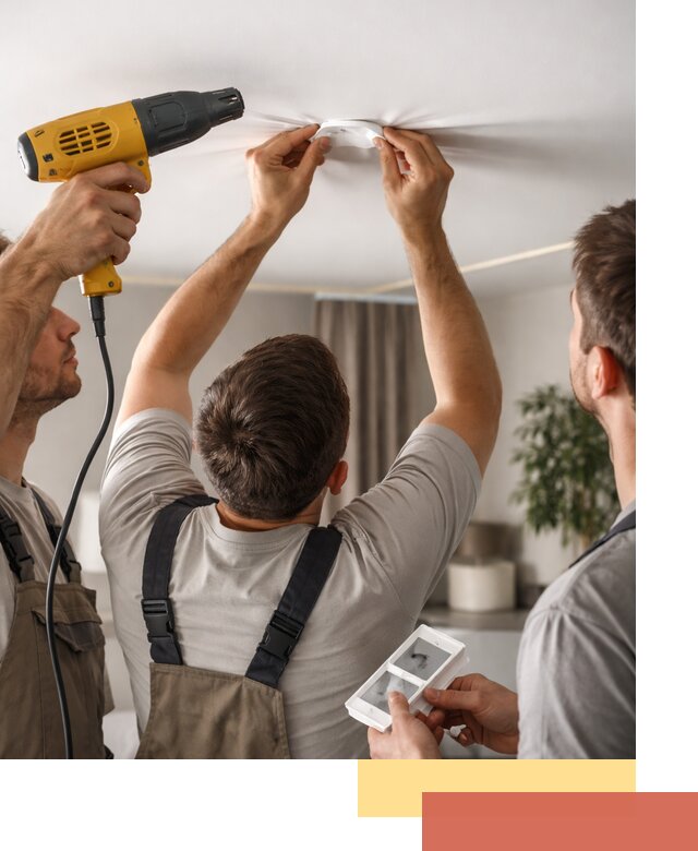 Ремонт прокола полотна натяжного потолка в Кизилюрте