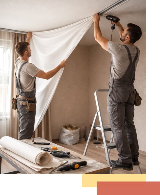 Замена полотна натяжного потолка в Кизилюрте быстро и качественно