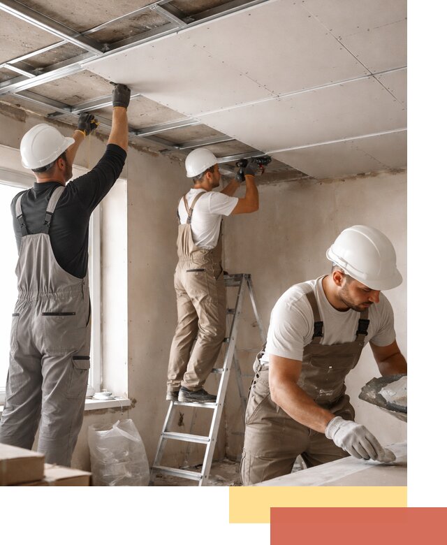 Одноуровневый потолок из гипсокартона в Кизилюрте — монтаж и отделка