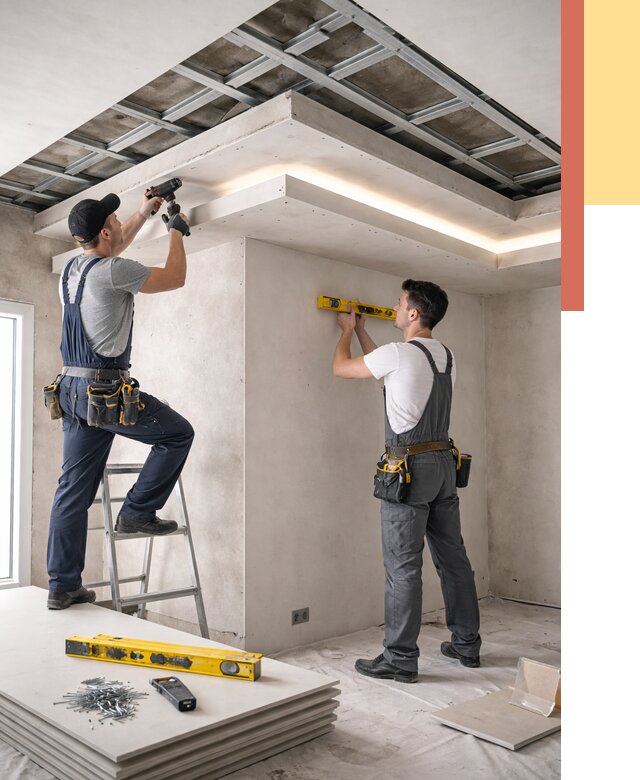 Двухуровневый потолок из гипсокартона в Кизилюрте от 1497 руб. под ключ | ОТДЕЛОЧНИК-Кзт