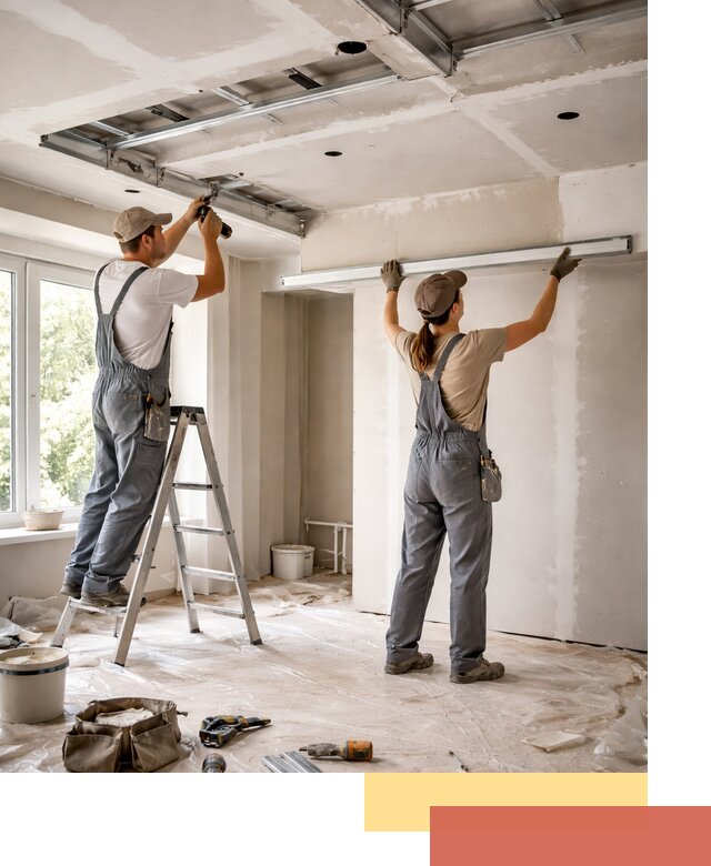 Монтаж многоуровневого потолка из гипсокартона в Кизилюрте