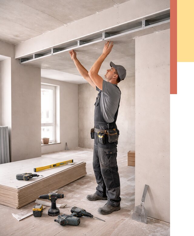 Потолок из гипсокартона с нишей в Кизилюрте от 1291 руб. под ключ | ОТДЕЛОЧНИК-Кзт