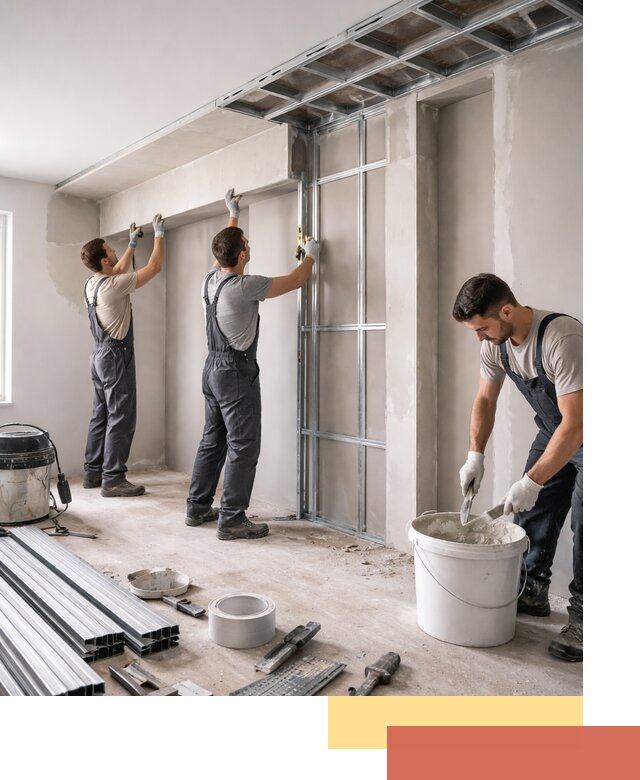 Монтаж потолка из гипсокартона с нишей в Кизилюрте