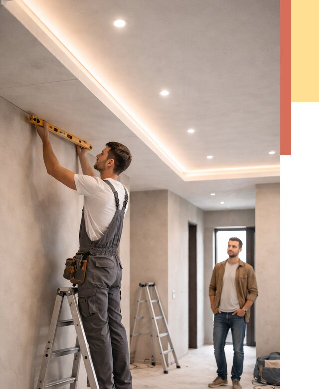 Потолок из гипсокартона с подсветкой в Кизилюрте от 774 руб./м2 под ключ | ОТДЕЛОЧНИК-Кзт