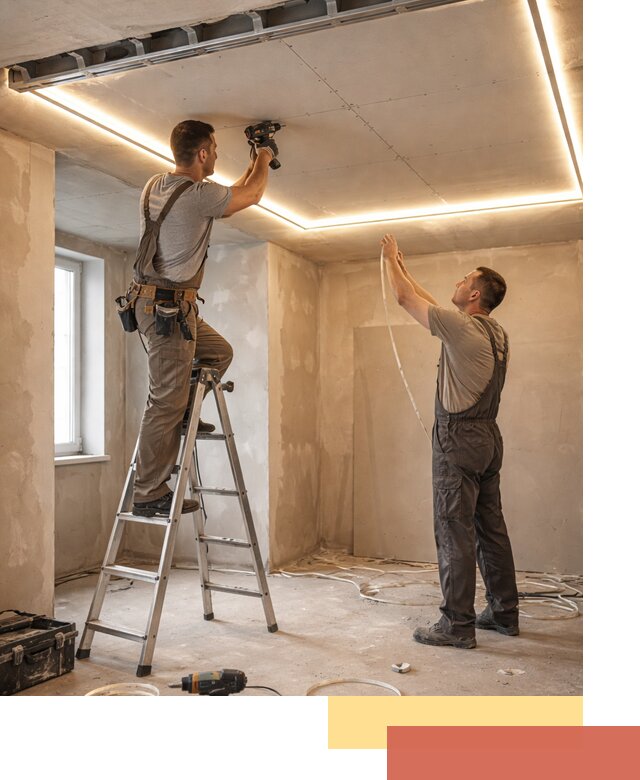 Потолок из гипсокартона с подсветкой в Кизилюрте