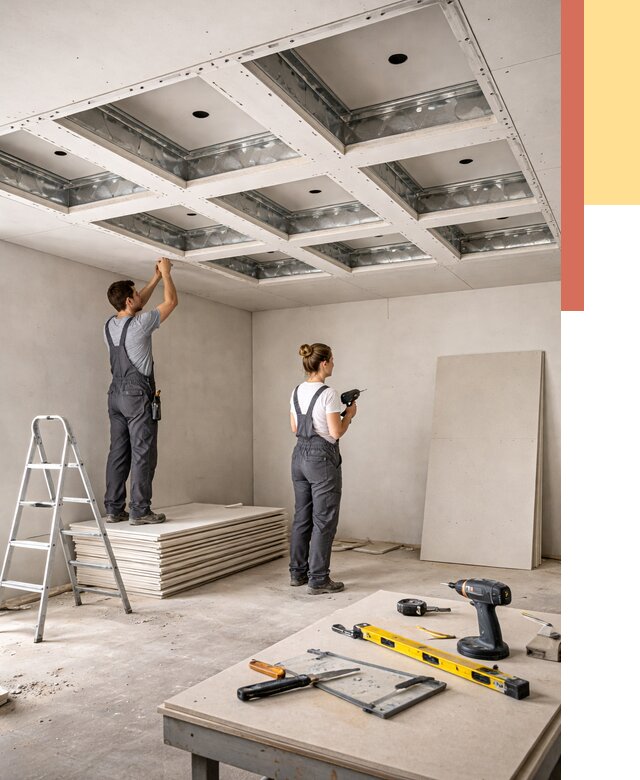 Кессонный потолок из гипсокартона в Кизилюрте от 1910 руб. — монтаж и под ключ | ОТДЕЛОЧНИК-Кзт