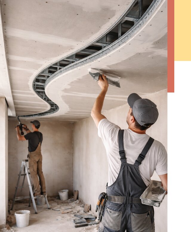 Криволинейный потолок из гипсокартона в Кизилюрте от 2168 руб./м2 | ОТДЕЛОЧНИК-Кзт