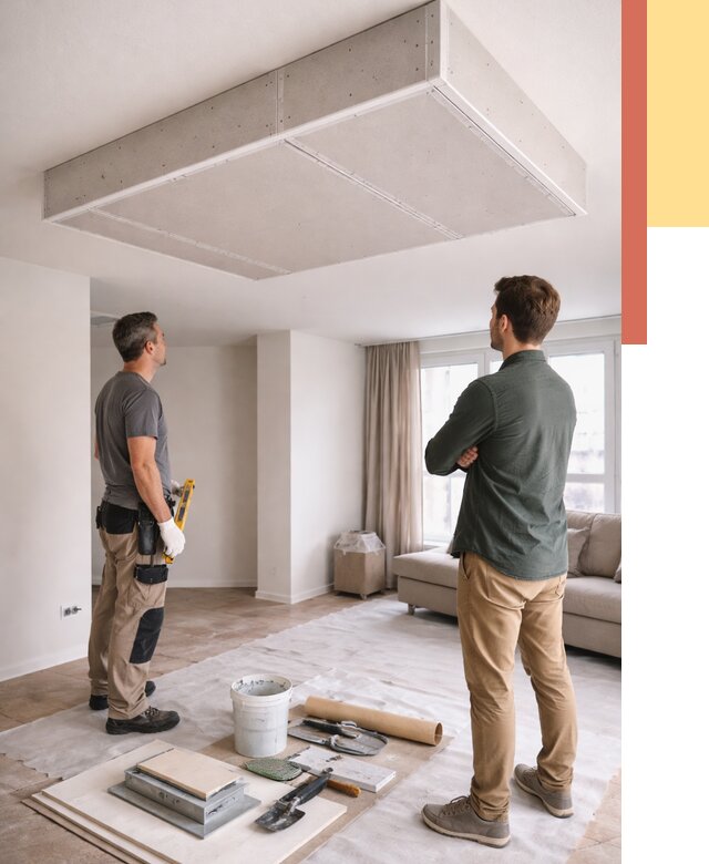 Короб на потолке из гипсокартона в Кизилюрте от 2272 руб. — монтаж и услуги под ключ | ОТДЕЛОЧНИК-Кзт