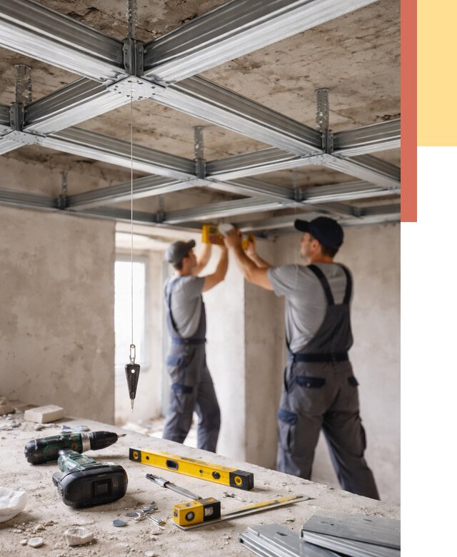 Монтаж каркаса потолка из профиля в Кизилюрте от 4647 руб. — услуги ОТДЕЛОЧНИК-Кзт