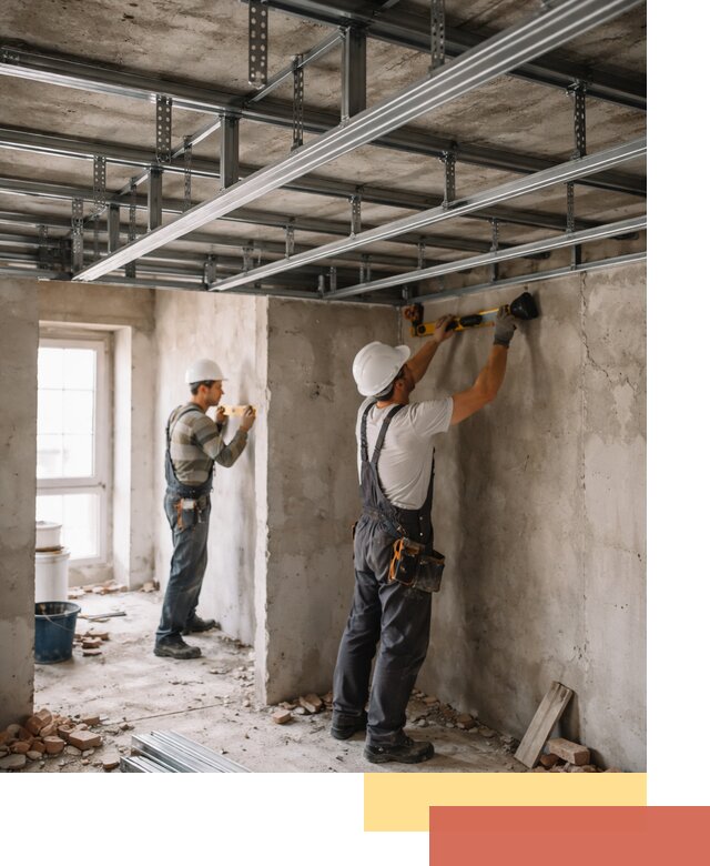 Монтаж каркаса потолка из профильного профиля в Кизилюрте