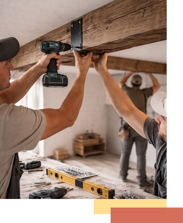 Монтаж декоративных потолочных балок в Кизилюрте