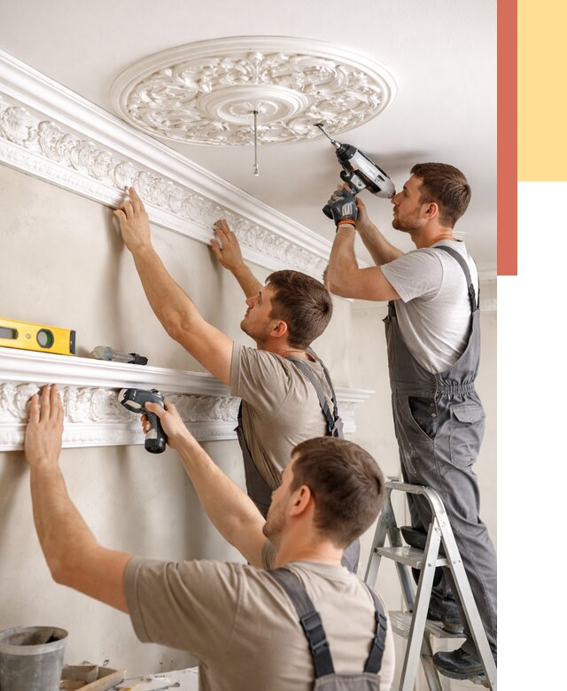 Монтаж лепнины на потолок в Кизилюрте от 3304 руб. быстро и недорого | ОТДЕЛОЧНИК-Кзт